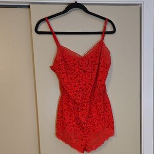 Victoria's Secret Red Lace Lingerie Romper Size Medium
